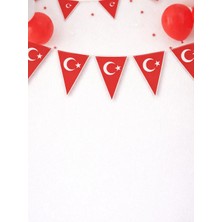 Parti Adresi Türk Bayrağı Baskılı Üçgen Flama Bayrak  – Sınıf Okul Milli Bayram Dekoru