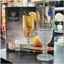 6'lı Kokteyl Cam Kadeh - 220 ml Içecek Bardakları Kristal Tasarımlı Bardak, Şerbet Meyve Suyu Meşrubat Içki Bardağı