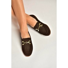 Fox Shoes Y291262402 Kahverengi Süet Toka Detaylı Kadın Babet