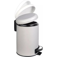 Paslanmaz Pedallı Çöp Kovası Beyaz 3 Lt (000300-2)