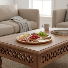 5 Bölmeli Bambu Servis Tabağı (30 Cm) | Yuvarlak Peynir, Şarküteri, Kahvaltılık ve Çerez Sunum Tepsisi | Doğal Ahşap Meze Tabağı