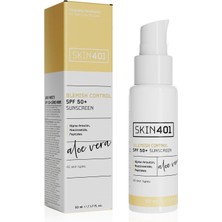 SKIN401 Spf 50+ Aloe Vera Nemlendiricili Güneş Kremi 50 ml Akneli Ciltler İçin Alkol İçermeyen Formül