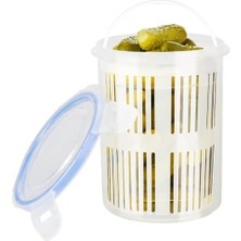 Zeytinlik ve Turşuluk Saklama Kabı – 1,5 Lt Süzgeçli, Contalı ve Klipsli Kapaklı Saklama Kabı, Hava ve Sıvı Geçirmez, Zeytin, Turşu ve Gıda Saklama Kabı