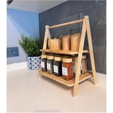 2 Katlı Dikdörtgen Bambu Servis Sunum Seti Büyük Boy, Kuru Pasta, Kurabiye ve Kek Sunumları Için Büyük Boy (38CM-30CM-22.5CM)