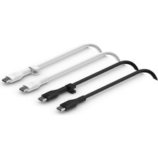 Boost Charge Silikon Usb-C Şarj Kablosu, Usb-C, 16, 15, Galaxy S24, S23, Ipad, Macbook,, V Daha Fazlası Için, 1 Metre, 2'li Paket, Siyah ve Beyaz