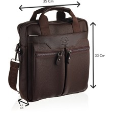 Westpolo Vegan Deri Laptop Bölmeli Erkek Postacı Çantası (13 Inc) - Kahverengi