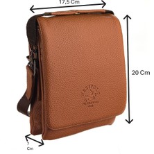 Westpolo Vegan Deri Omuz Askılı Deri Erkek Postacı Çantası - Taba