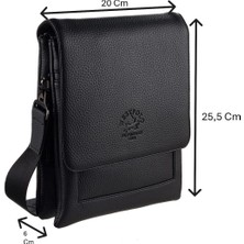 Westpolo Vegan Deri Omuz Askılı Fermuarlı ve Mıknatıslı Deri Erkek Postacı Çantası - Siyah