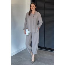 Gülseli Perry Kadın Oversize Gömlek Havuç Pantolon Ikili Takım P-00020706
