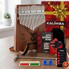 Midex KLX-456-PAK Hakiki Ağaç Geyik Desenli Kalimba 17 Tuşlu Full Set
