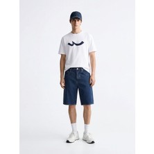 LTB Logo Baskılı Beyaz T-Shirt Erkek Kısa Kol Günlük Stil Pamuklu Oversize Kesim