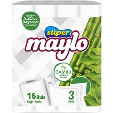 3 Adet Süper Maylo Bambu Katkılı Kağıt Havlu 16'lı