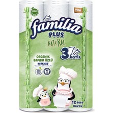 3 Adet Familia Plus Natural Havlu 12'li