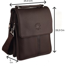 Westpolo Vegan Deri Kahverengi Omuz Askılı Çapraz Erkek Çantası Fonksiyonel Bölme Yapısı