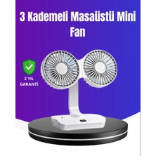 Marsilyan 720° Döner Çift Taraflı Masaüstü Vantilatör – USB Şarjlı Sessiz Fan