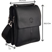 Westpolo Vegan Deri Omuz Askılı Deri Çapraz Erkek Omuz Çantası - Siyah