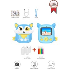 Emh Store Dijital Fotoğraf Makineleri Çocuk Termal Resim Kağıt Baskılı Yazıcı Kamera Video Makinesi CMR20 Mavi