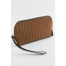 Zero Land Storozal Çizgili Kahverengi Dikdörtgen Deri Cüzdan - Kahverengi