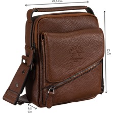 Westpolo Vegan Deri Fonksiyonel Bölmeli Erkek Omuz Çantası - Taba