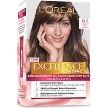 L'Oréal Paris 1 Adet Excellence Creme 6.1 Küllü Açık Kahve Saç Boyası 192 ml