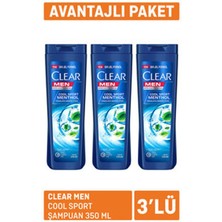 3 Adet Clear Men Cool Sport Şampuan 3 x 350ML