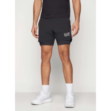 EA7 Siyah Erkek Lastikli Bel Slim Fit Şort Vıgor7 Shorts 2 In 1