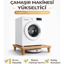 İmt Aksesuar Çamaşır Makinesi Yükseltici Platform 60X60X12 cm Yükseklik – Robot Süpürge Uyumlu, Titreşim Azaltıcı, Kaymaz Ayaklı Sağlam Stand
