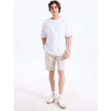 Boss Bej Erkek Bağlamalı Bel Tapered Fit Şort Chino-Tapered