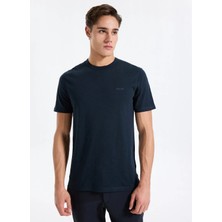 Boss Lacivert Erkek Regular Fit Logo Baskılı T-Shirt Tegood