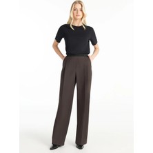 Ted Baker Lastikli Bel Düz Koyu Kahve Kadın Pantolon TBWRTR1009-1