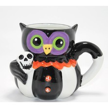 Livenda Kurukafa Tutan Baykuş Figürlü Seramik Kupa Bardak