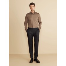 Brooks Brothers Normal Bel Duble Paça Standart Siyah Erkek Pantolon BBFW25MPT005