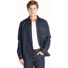 Ted Baker Lacivert Erkek Düz Oversized Gömlek Ceket TBMRDN1001