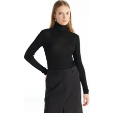 Ted Baker Balıkçı Yaka Standart Düz Siyah Kazak Kadın TBWRKW1058