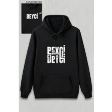 Emh Store Sevgililer Günü Özel Kapüşonlu Beyci Baskılı Oversize Sweatshirt - Siyah