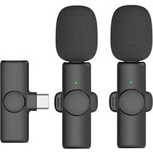 Kablosuz Yaka Mikrofonu Typ-C 2’li Mini Mikrofon