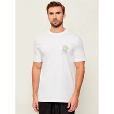 Boss Bisiklet Yaka Desenli Beyaz Erkek T-Shirt Te_structure