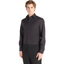 Ted Baker Slim Fit Klasik Yaka Düz Siyah Erkek Gömlek TBMRSH1008