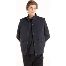 Ted Baker Düz Lacivert Erkek Yelek TBMROW1068