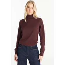 Ted Baker Balıkçı Yaka Standart Düz Bordo Kazak Kadın TBWRKW1014