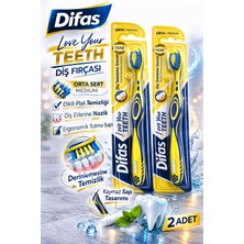 Epilons Difaş Love Your Teeth Fırçası 2 Adet Orta Sert Medium Ergonomik Saplı Manuel Fırçası