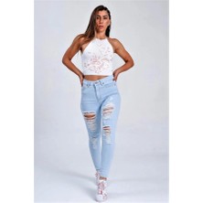 Modanı Seç Mavi Yırtık Detaylı Skinny Jeans