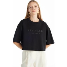 Ted Baker Bisiklet Yaka Taşlı Siyah Kadın T-Shirt TBWRTS1031