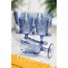 İntora Akrilik Lacivert 6'lı Kadeh & Su Meşrubat Kahve Yanı Bardağı 450 ml ( Cam Değildir )