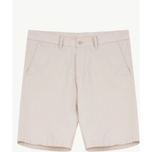 Fabrika Ekru Erkek Slim Fit Diyagonal Bermuda Şort F6SM-SHT 2502