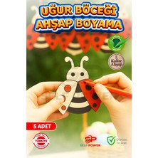 Self Power Okul Etkinlikleri Için 5 Adet Ahşap Boyama Uğur Böceği Ip ve Boya Pakete Dahildir