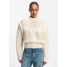 Boss Yarım Balıkçı Yaka Relaxed Krem Kadın Kazak 50548951