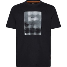 Boss Bisiklet Yaka Desenli Siyah Erkek T-Shirt Te_brokenice