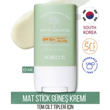 KORECOS Matte Sun Stick SPF50+ Pa++++ Uva/Uvb Cica - Hyaluronik Mat Bitişli Yüksek Korumalı Güneş Kremi