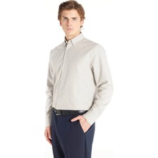 Ted Baker Comfort Fit Düğmeli Yaka Düz Vizon Erkek Gömlek TBMRSH1016